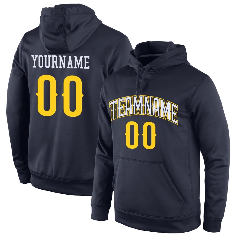 e7129c5d647738392ae4458394055997 Men's Custom Stitched Navy Gold-White Sports Pullover Sweatshirt Hoodie - Image 1
