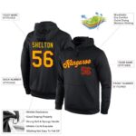 Men's Custom Stitched Black Gold-Red Sports Pullover Sweatshirt Hoodie - Image 3
